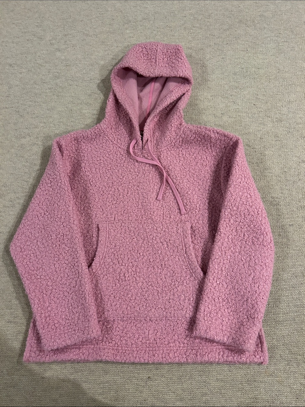 STAUD Pink Sherpa Hoodie with Kangaroo Pocket